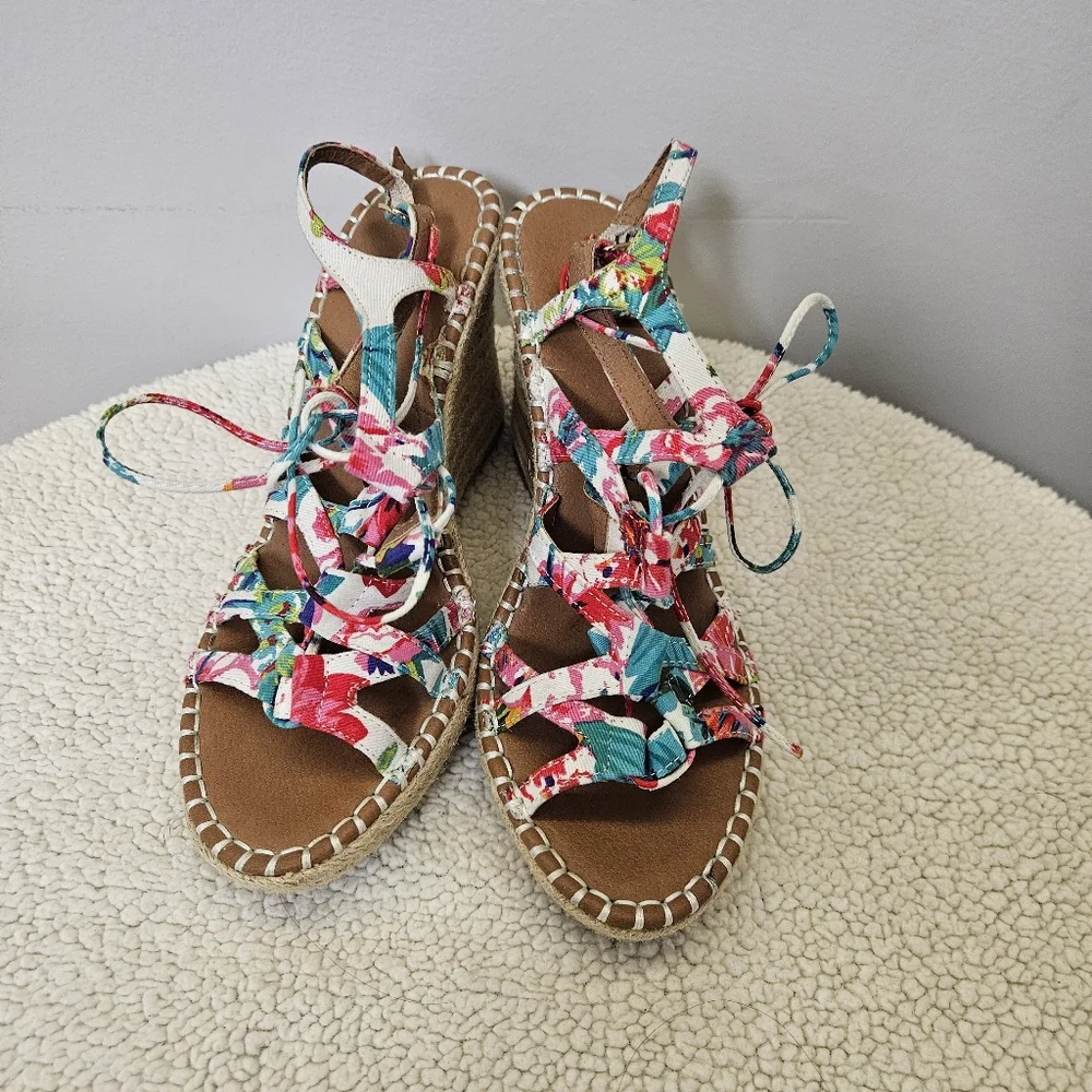 Sugar Colorful Strappy Wedge Sandals Size 8.5 - Picture 6 of 16